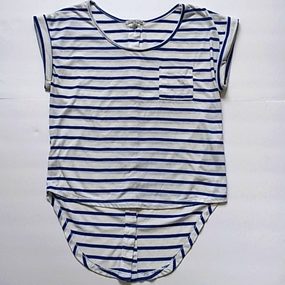 Charlotte Russe Blue Striped Front Pocket Top - Picture 3 of 5